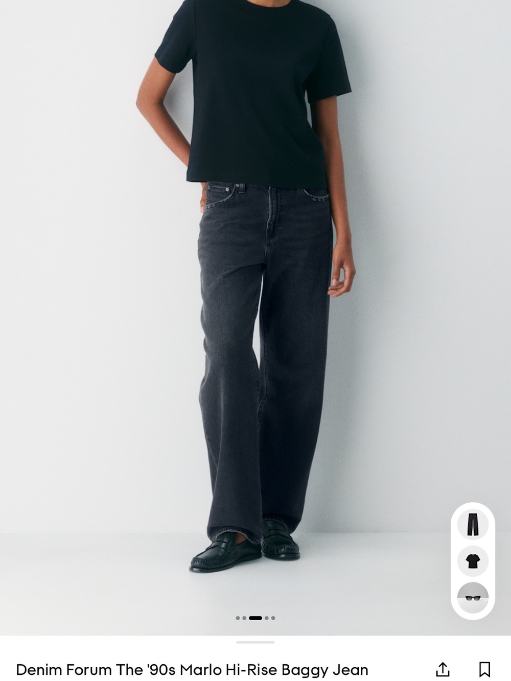 Denim Forum Marlo Hi-Rise Baggy Jeans in Charcoal Black